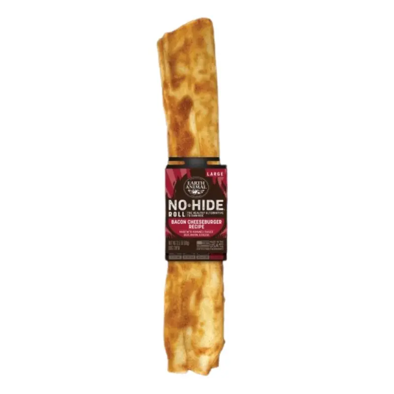 Earth Animal NoHide Chew BBQ Bacon Cheeseburger Dog Treat Large 11" 1Pk