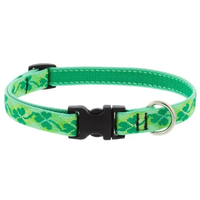 Lupine Adjustable Dog Collar 3/4" x 9-14" Shamrocks