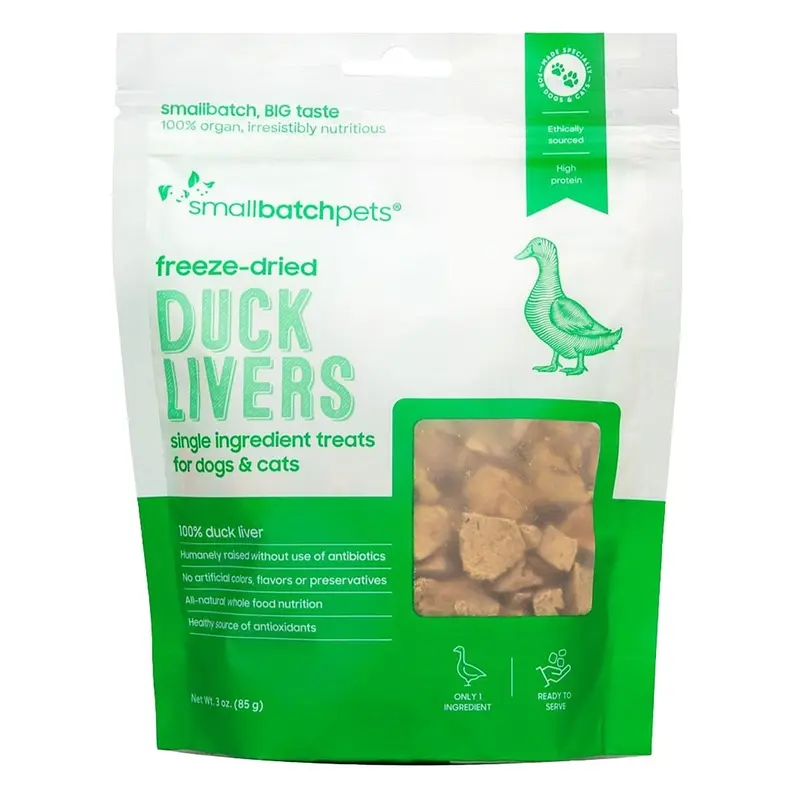 SmallBatch Freeze Dried Duck Livers Cat & Dog Treats 3oz