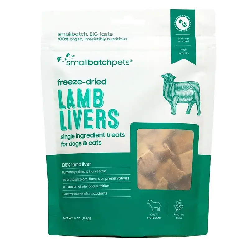 SmallBatch Freeze Dried Lamb Livers Cat & Dog Treats 4oz