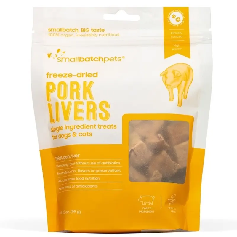 SmallBatch Freeze Dried Pork Livers Cat & Dog Treats 3.5oz
