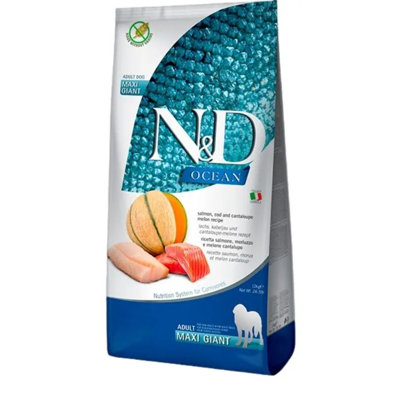 Farmina N&D Ocean Grain-Free Dry Dog Food - Salmon, Cod, & Melon, Maxi/Giant Kibble - 26.4lb