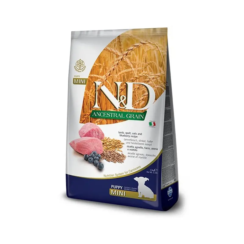 Farmina N&D Ancestral Grain Dry Dog Food - Lamb & Blueberry, Mini Kibble - 5.5lb