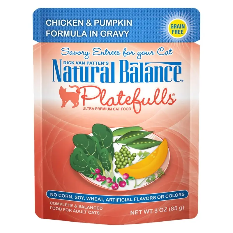 Natural Balance Platefulls Wet Cat Food - Chicken & Pumpkin in Gravy - 3oz Pouch