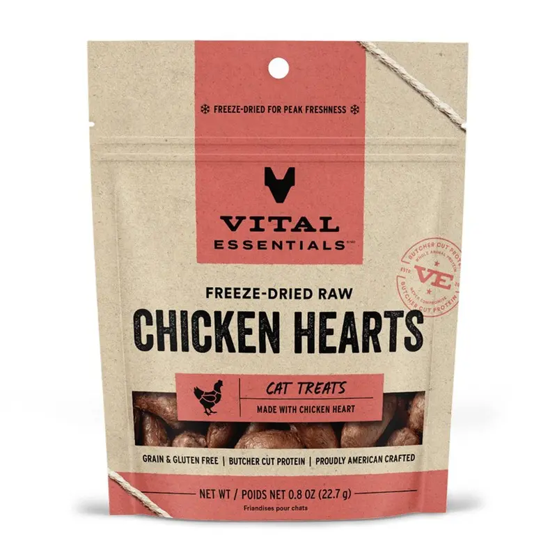 Vital Essentials Freeze-Dried Chicken Hearts Cat Treats 0.8oz