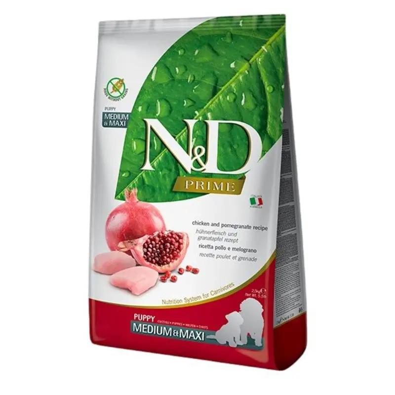 Farmina N&D Prime Puppy Dry Dog Food - Chicken & Pomegranate, Medium/Maxi Kibble - 5.5lb