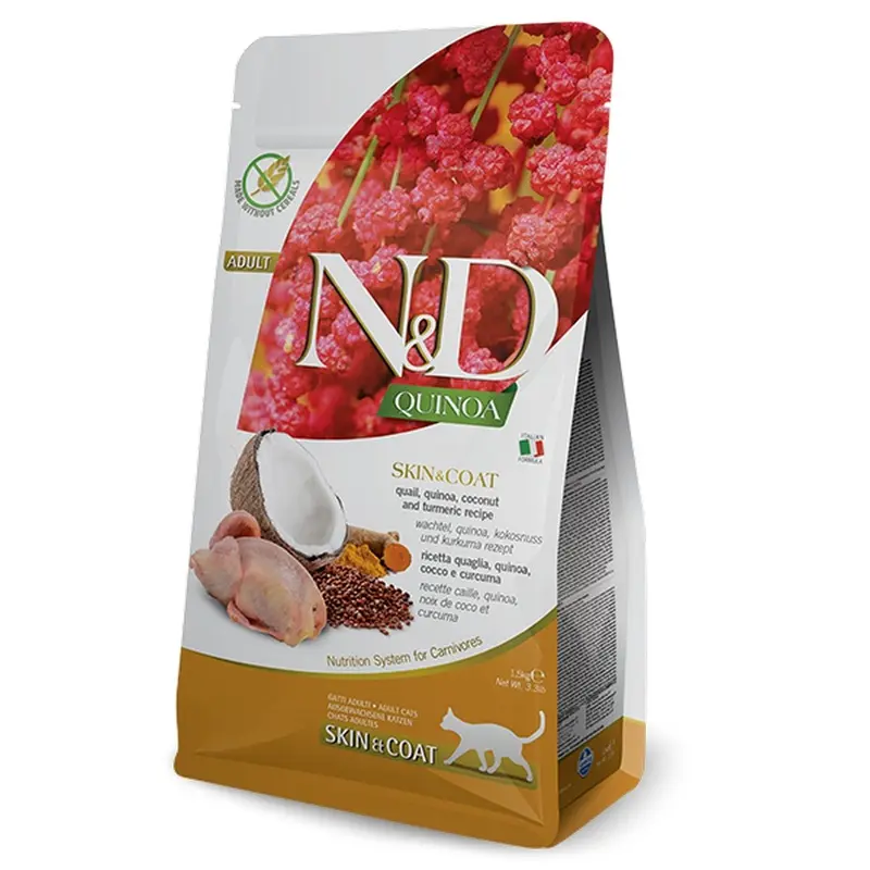 Farmina N&D Quinoa Functional Skin & Coat Dry Cat Food -  Quail - 11lb