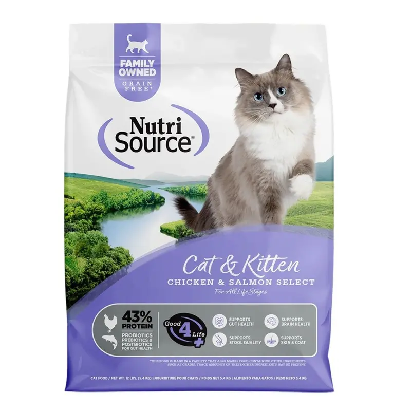 NutriSource Select Grain Free Cat & Kitten Dry Food - Chicken & Salmon - 12lb Bag