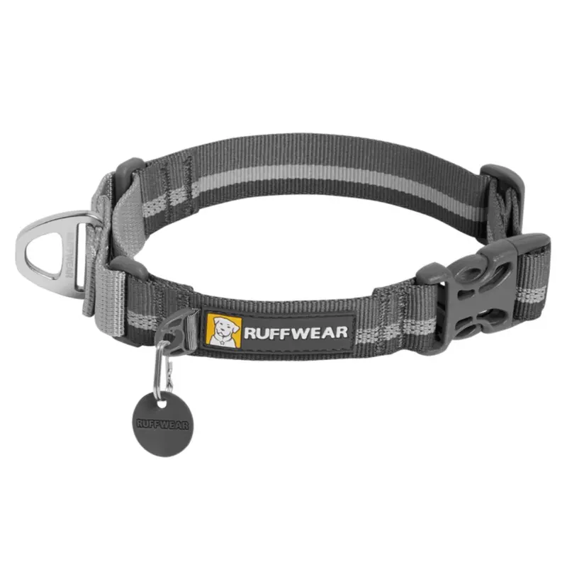 RUFFWEAR Web Reaction Martingale Dog Collar With Buckle, Granite Gray, 14-17"