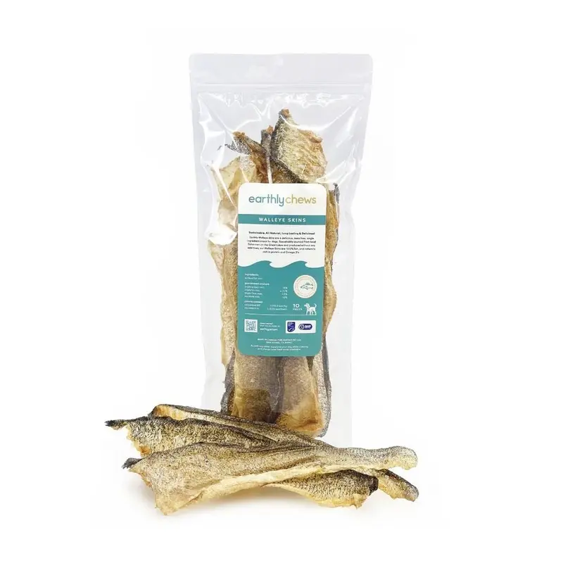 Earthly Dog Walleye Skins Dog Treats 2lb