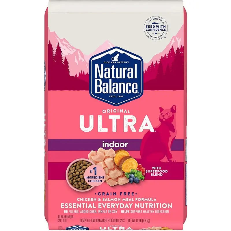 Natural Balance Ultra Indoor Grain Free Dry Cat Food - Chicken & Salmon - 15lb Bag
