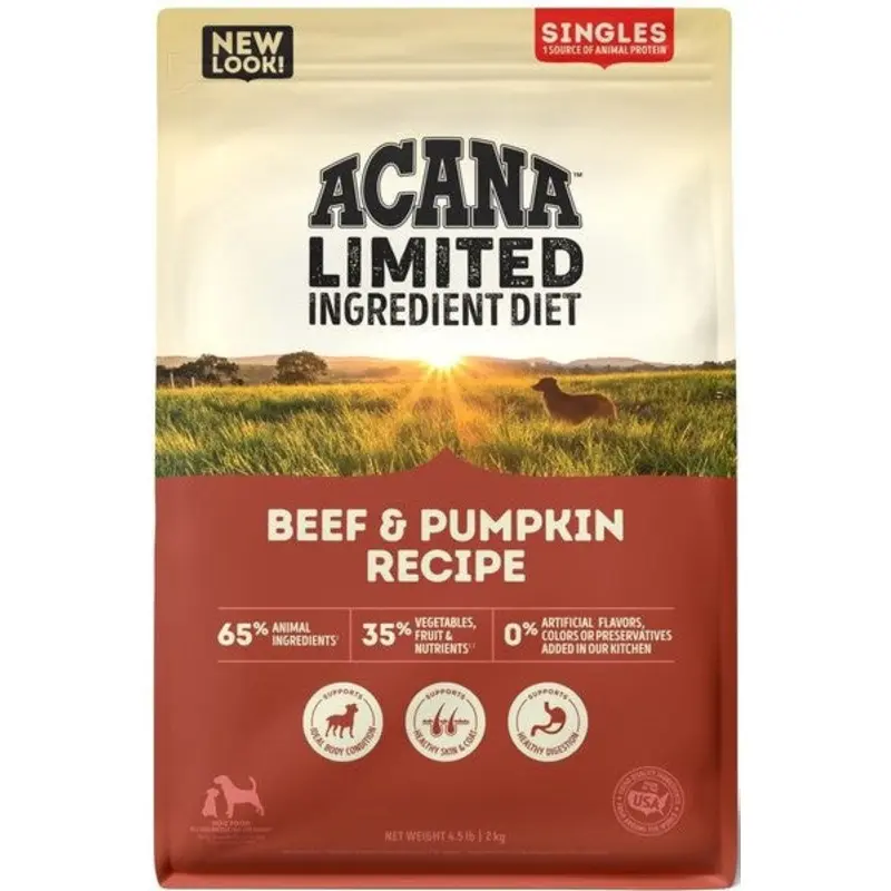 Acana Limited Ingredient Diet Beef & Pumpkin Recipe Grain-Free Dry Dog Food 4.5lb