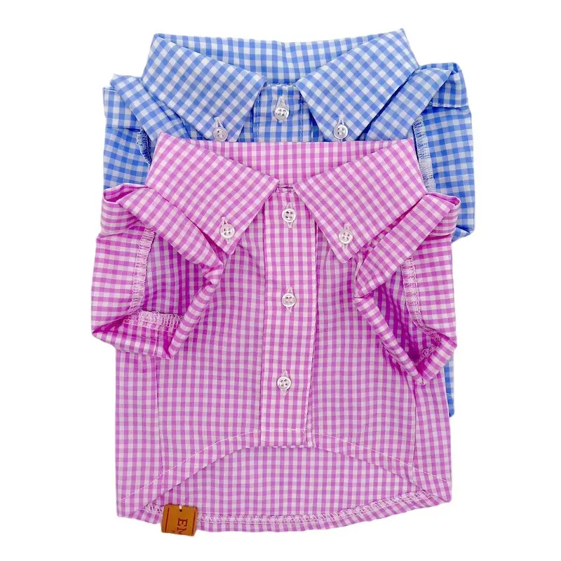 Personalized Checked Button Down Dog Shirt