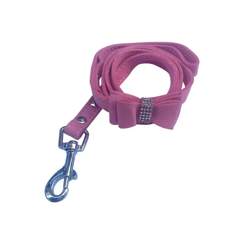 Rhinestone With Bow Dog Leash Pink