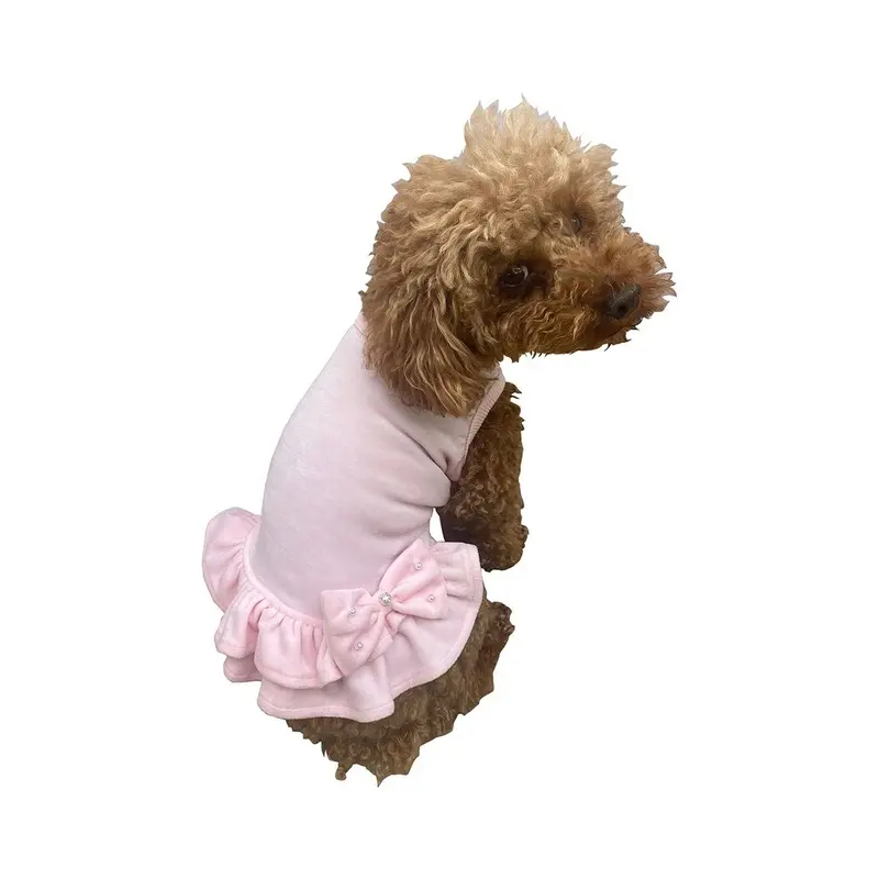 Velour Dog Dress Pearls And Bows