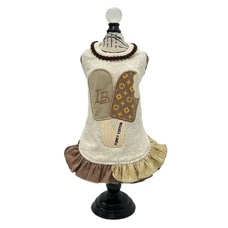 Furry Vuiton Ice Cream Dog Dress