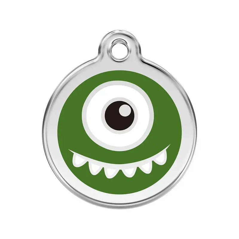 Stainless Steel And Enamel Monster Green Dog ID Tag