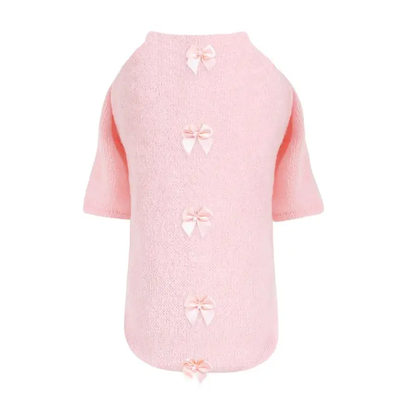 Dainty Bow Dog Sweater Peach