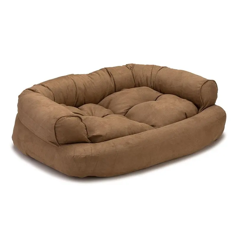 Overstuffed Luxury Dog Sofa Bed Camel