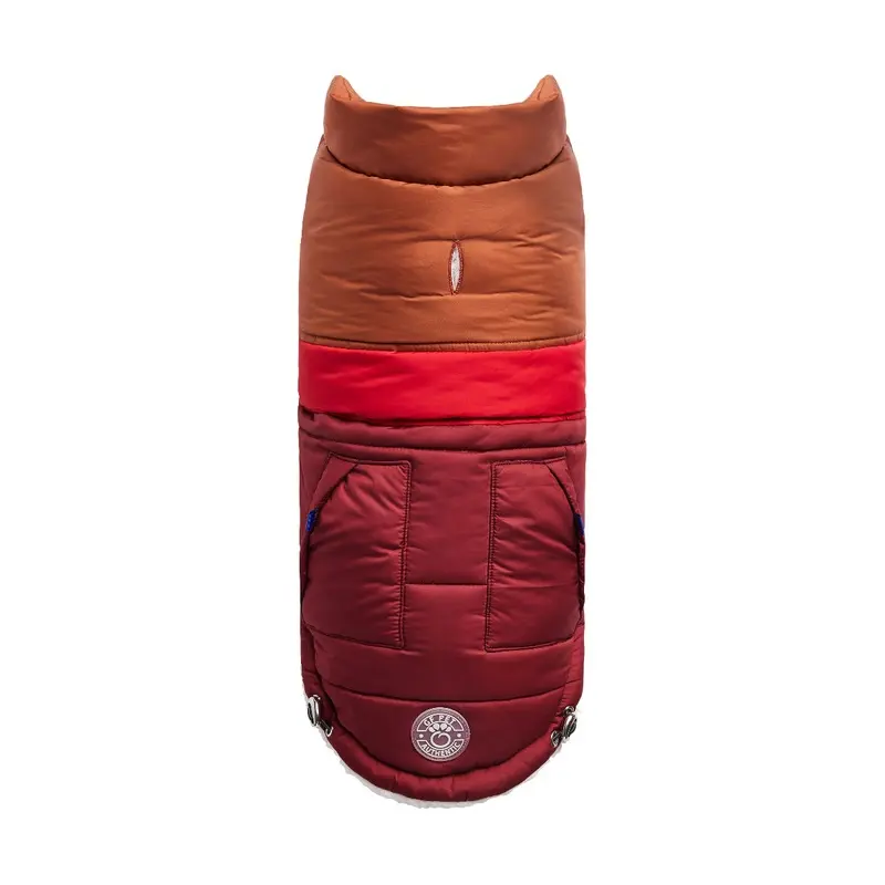 Retro Puffer Dog Jacket Dark Red