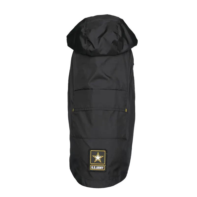 US Army Packable Dog Raincoat Black