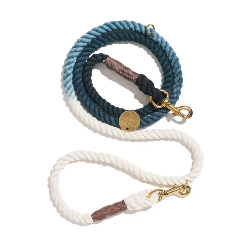 Adjustable Bolt Snaps Rope Dog Leash Marine Green Ombre