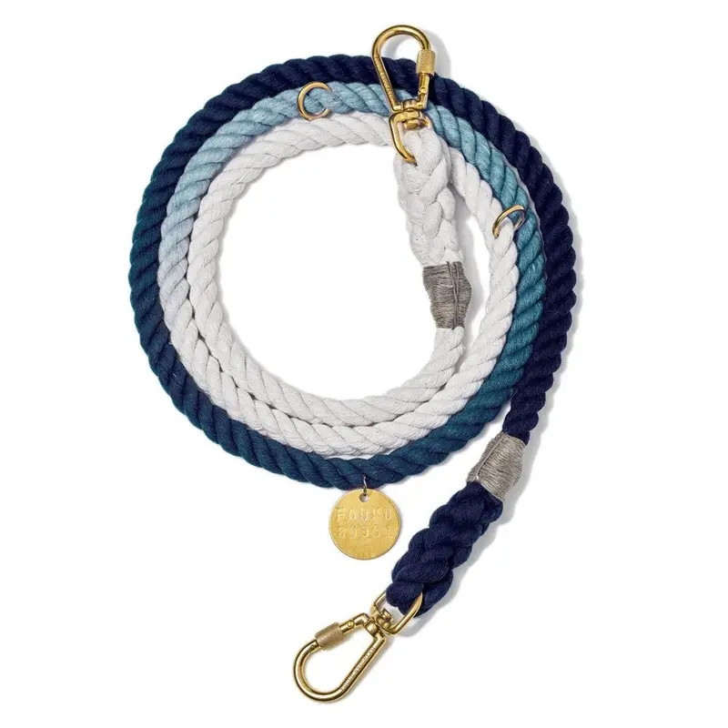 Adjustable Cotton Rope Dog Leash Indigo Ombre
