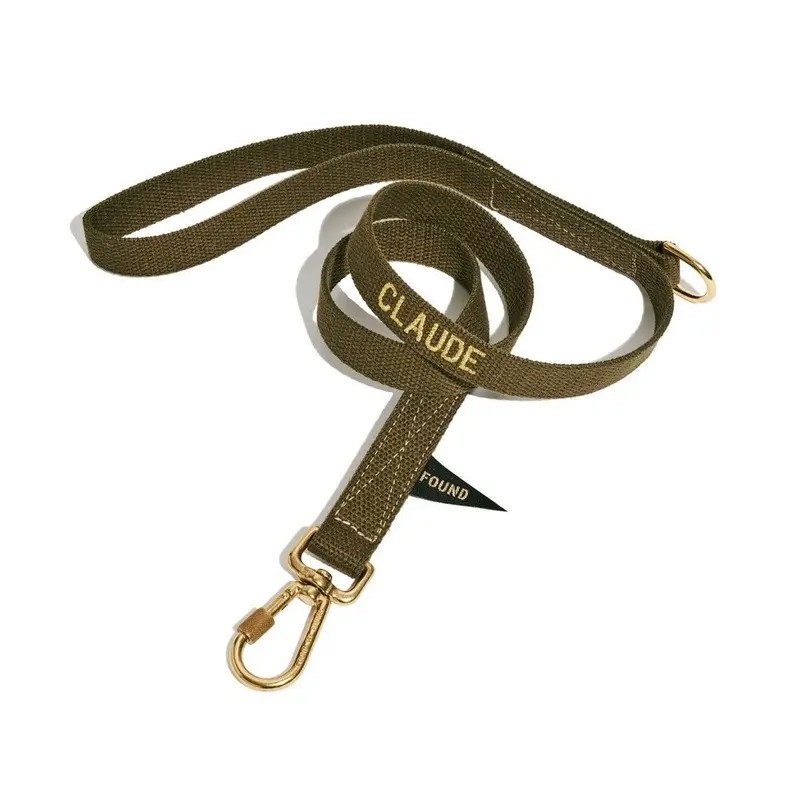 Flat Webbing Hemp Dog Leash Olive