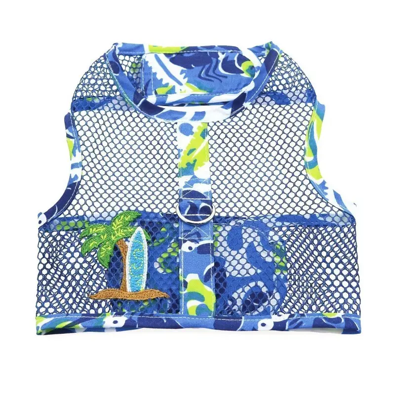 Cool Mesh Dog Harness And Leash Surfboard Blue/Green