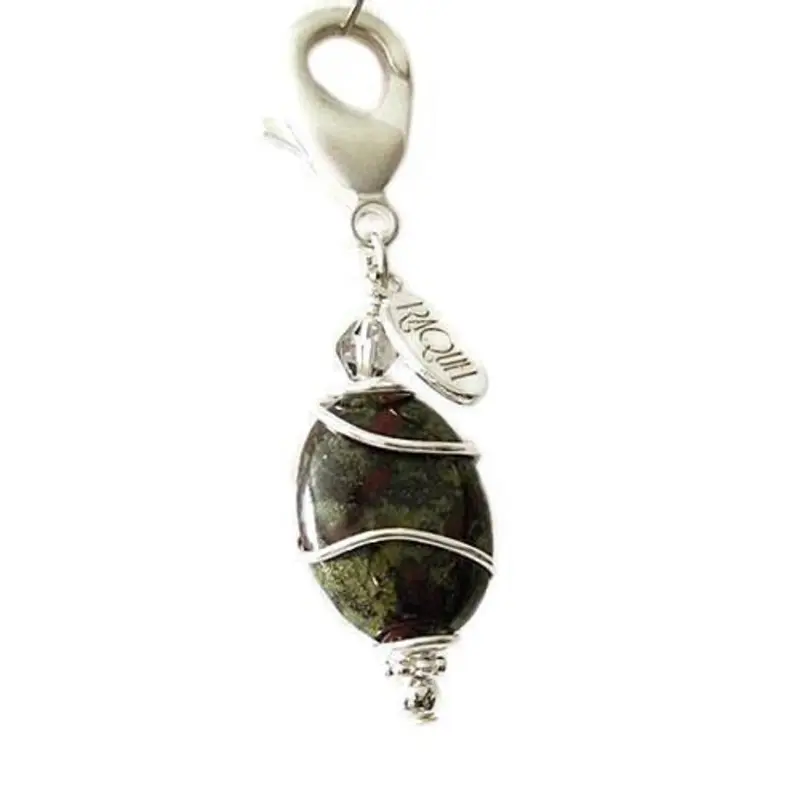 African Bloodstone Healing Dog Collar Charm Oval Pawmulet