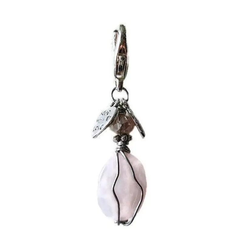 Rose Quartz Healing Dog Collar Charm Oval Pawmulet