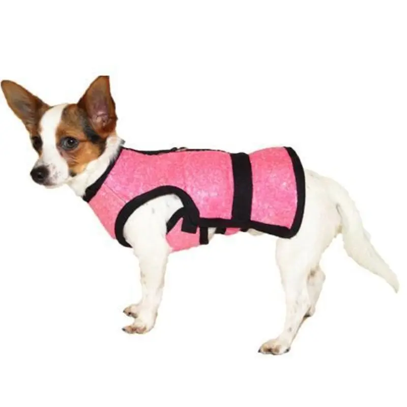 Sequin Peplum Harness Dog Coat Pink Small