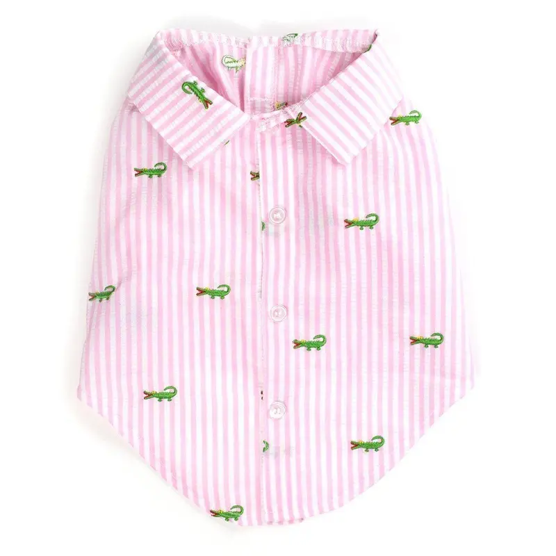 Pink Stripe Alligator Woven Dog Shirt