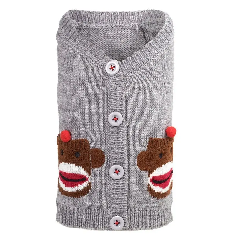 Sock Monkey Cardigan Dog Sweater