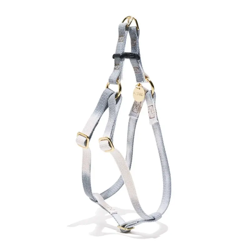 Flat Webbing Cotton Dog Harness Gray Ombre