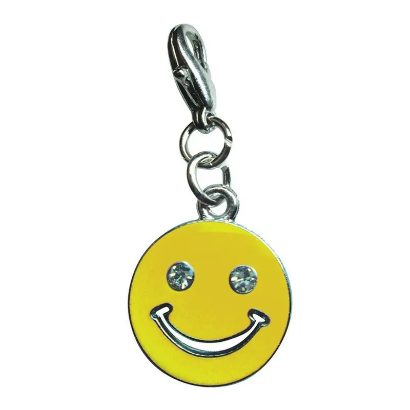 Happy Face Yellow Enamel Dog Collar Charm