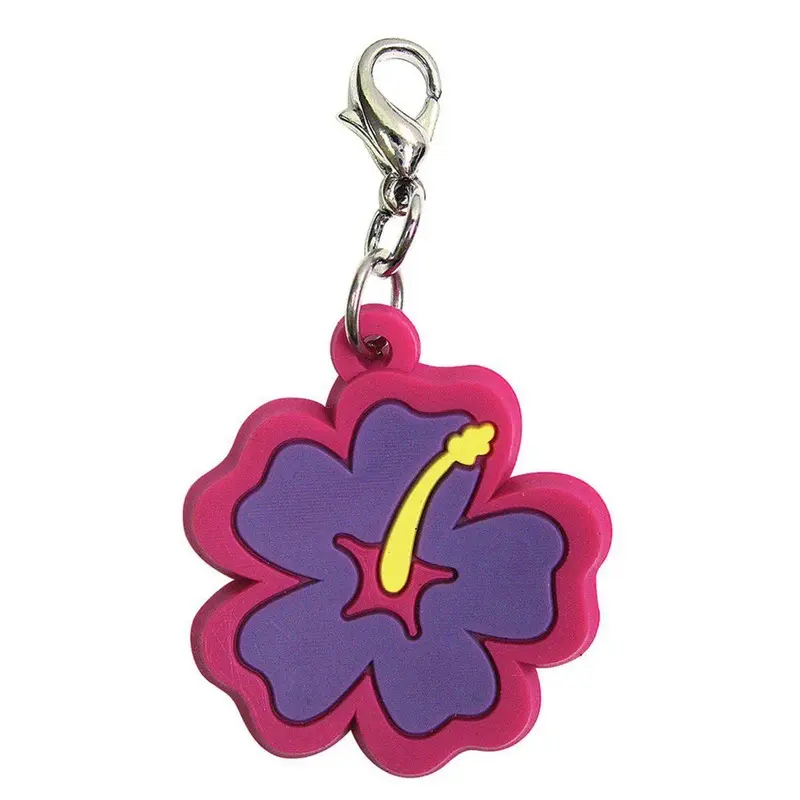 Hibiscus PVC Dog Collar Charm Purple/Pink