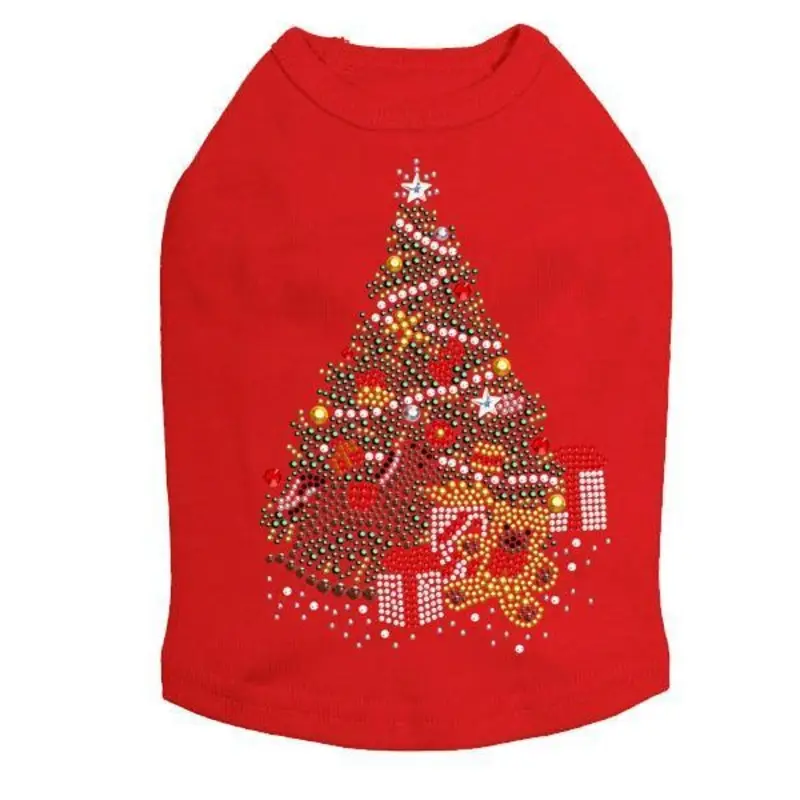 Christmas Tree Teddy Bear Rhinestone Dog Tank