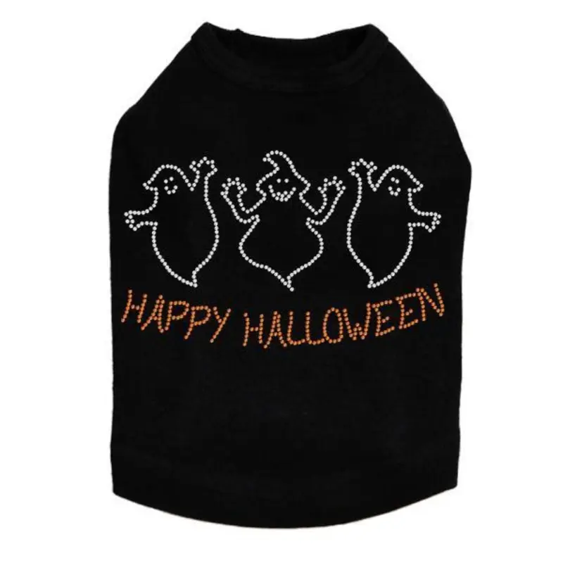 Halloween Ghosts Rhinestone Dog Tank