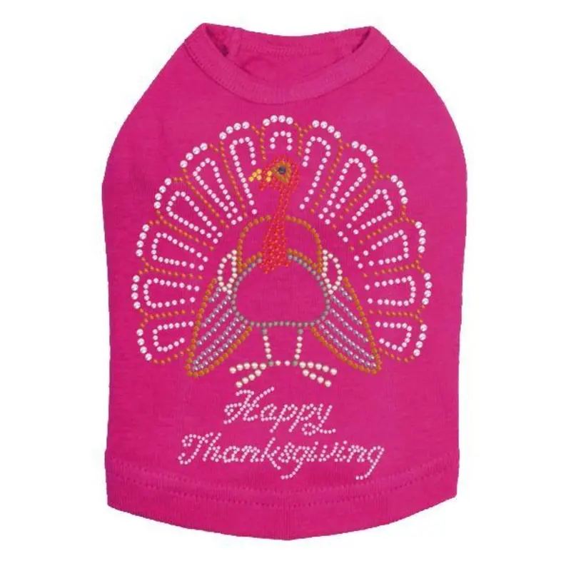 Happy Thanksgiving Turkey Rhinestone Dog Tank