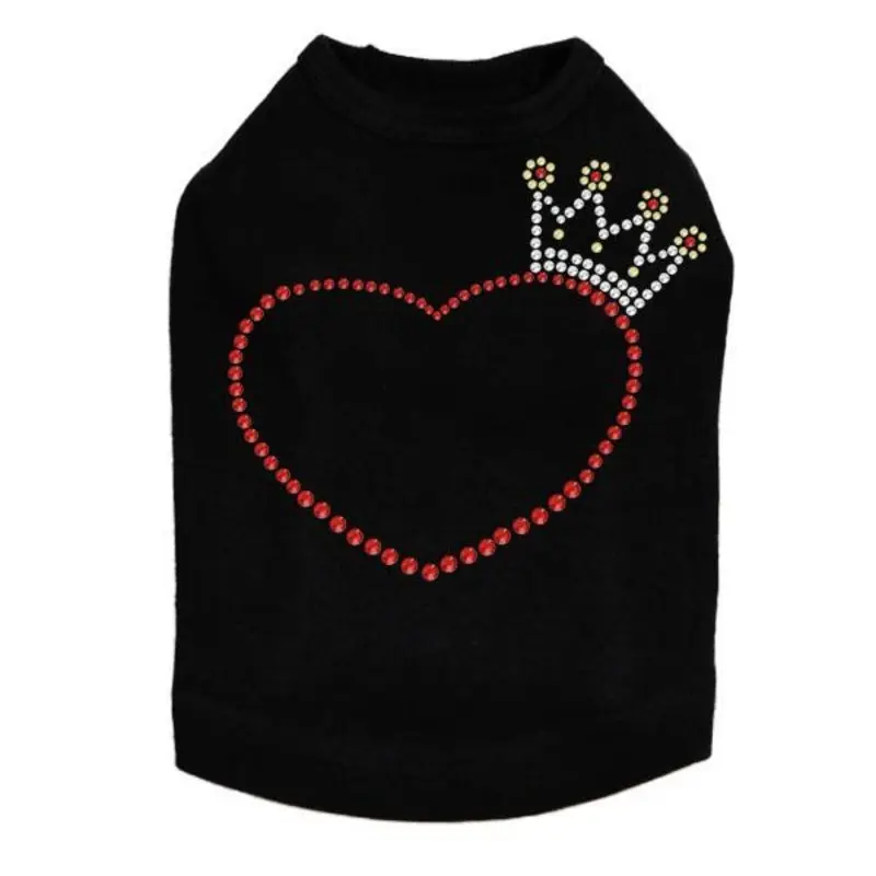 Heart With Crown Rhinestone Dog Tank