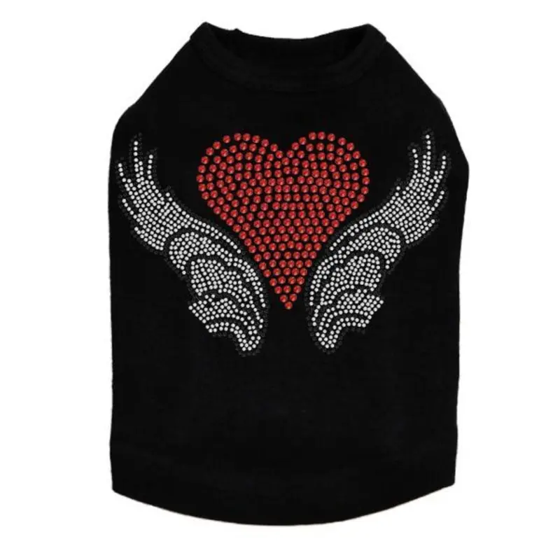 Heart With Wings #2 Rhinestone Dog Tank