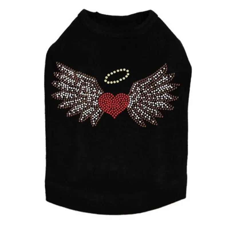 Heart With Wings And Halo Rhinestone Dog Tank