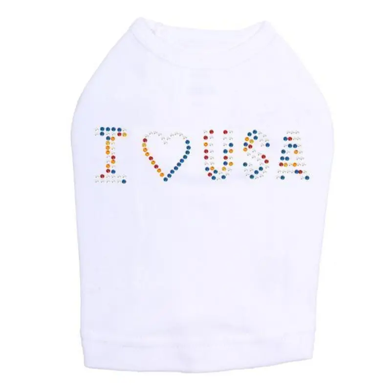 I Love USA Rhinestone Dog Tank