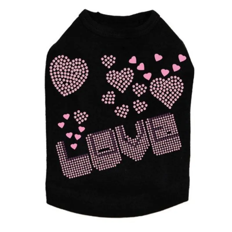 Love Pink And Purple Rhinestone Dog Tank