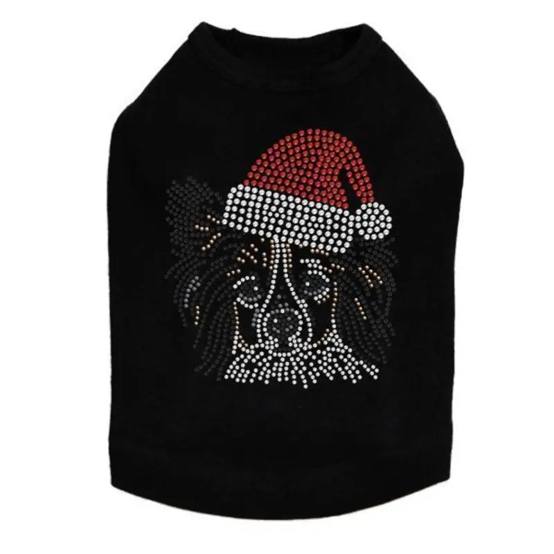 Papillon Santa Rhinestone Dog Tank
