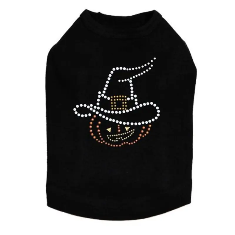 Pumpkin Witch Rhinestone Dog Tank