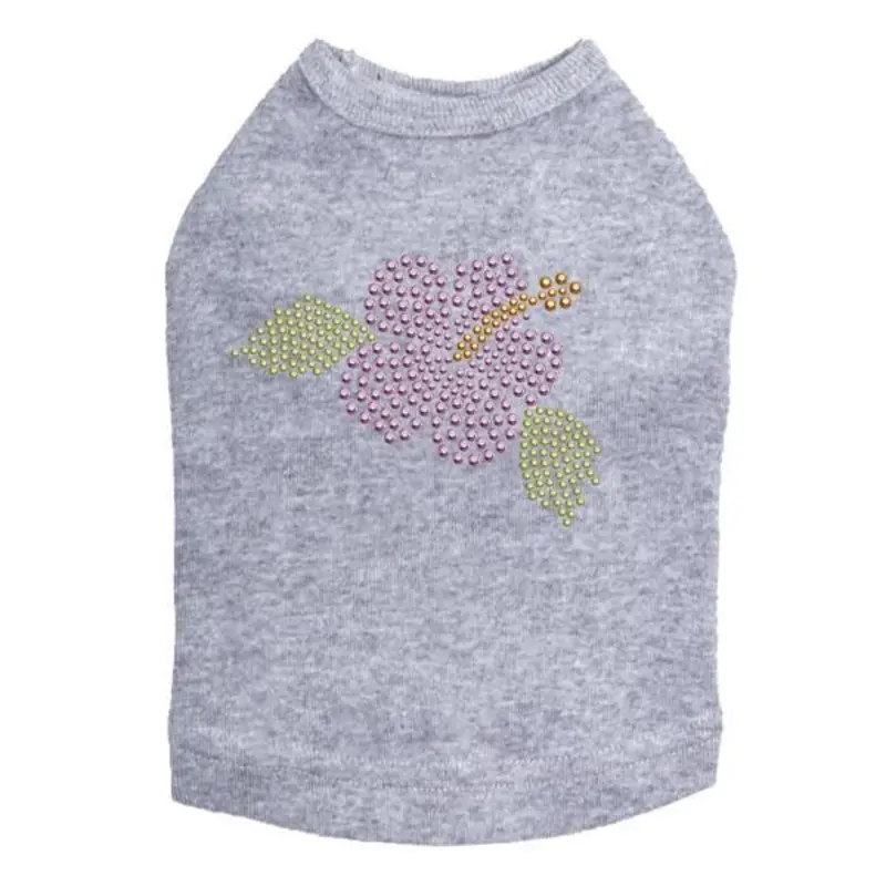 Small Light Pink Hibiscus Rhinestone Dog Tank
