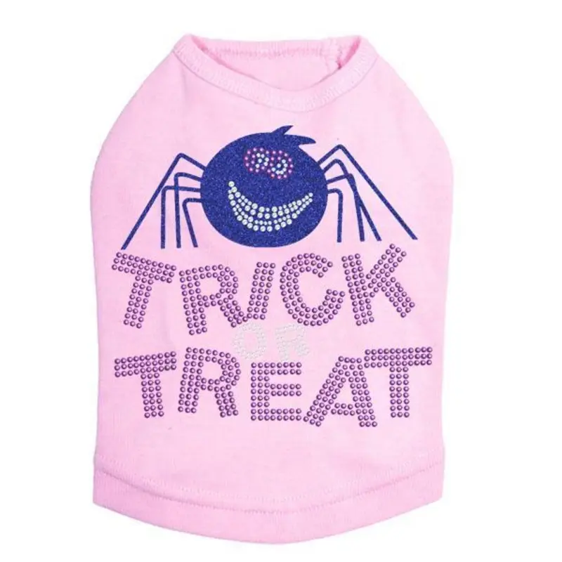 Trick Or Treat Glitter Spider Rhinestone Dog Tank