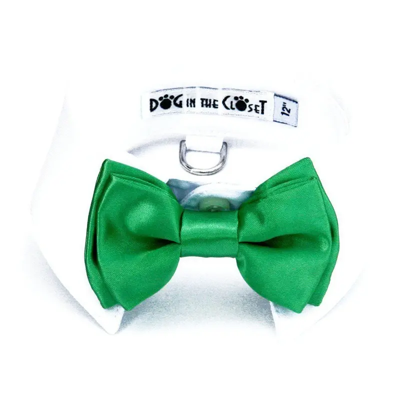 White Shirt Collar With Kelly Green Dog Bow Tie